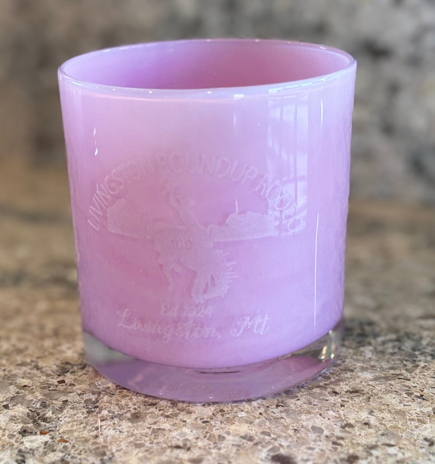Livingston Roundup 100th Anniversary Hand Blown Whiskey Glass (Pink)