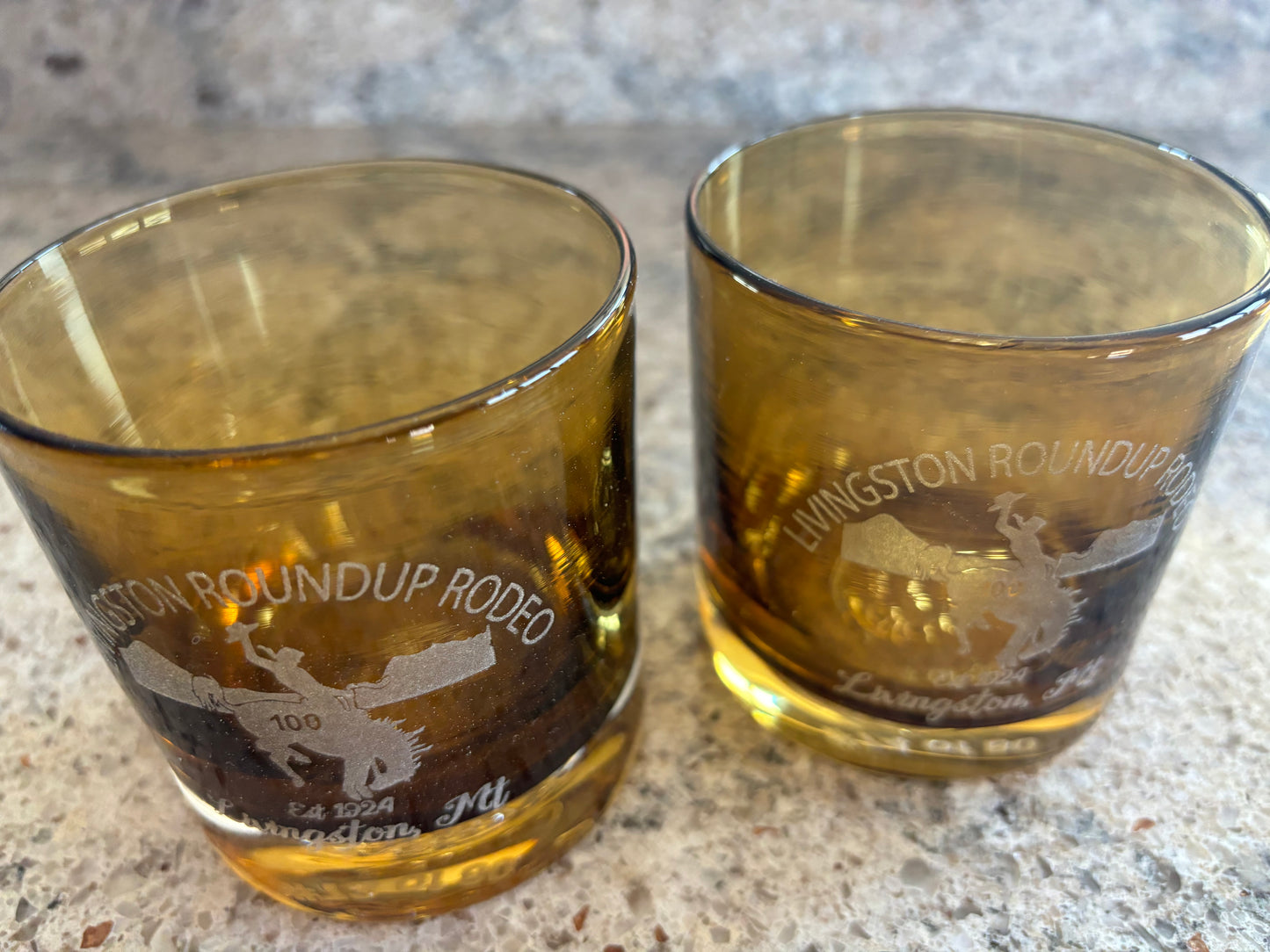 Livingston Roundup 100th Anniversary Hand Blown Whiskey Glass (Brown)